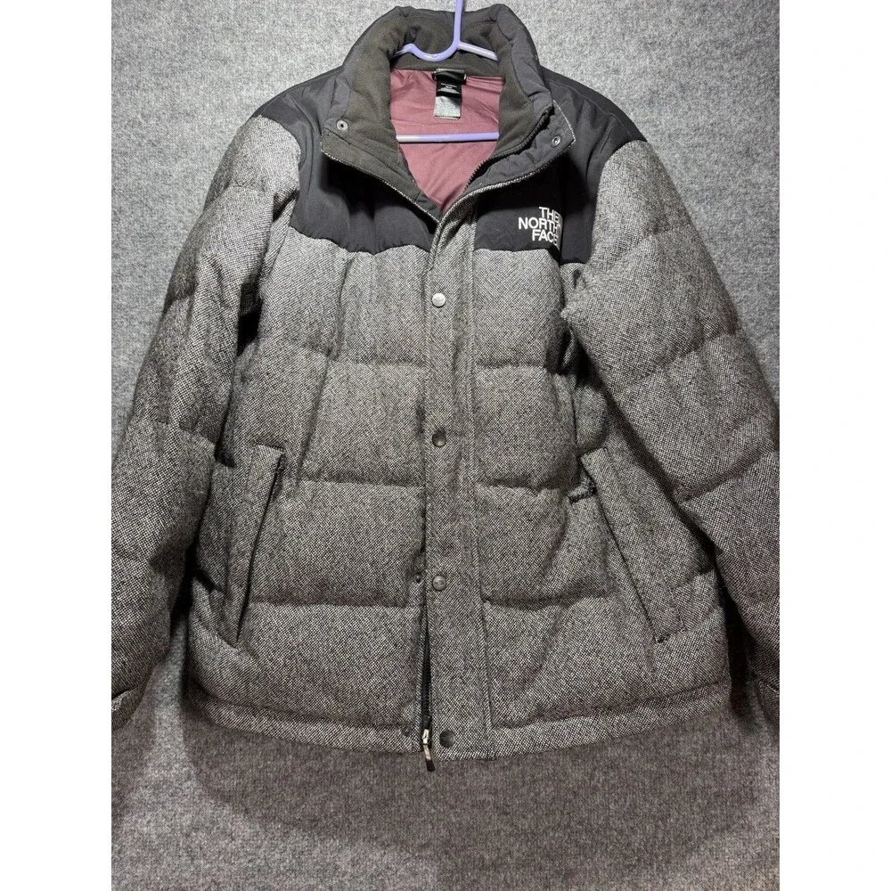 The North Face Tweed Nuptse Heights Puffer Jacket Gray/Black Size Medium
